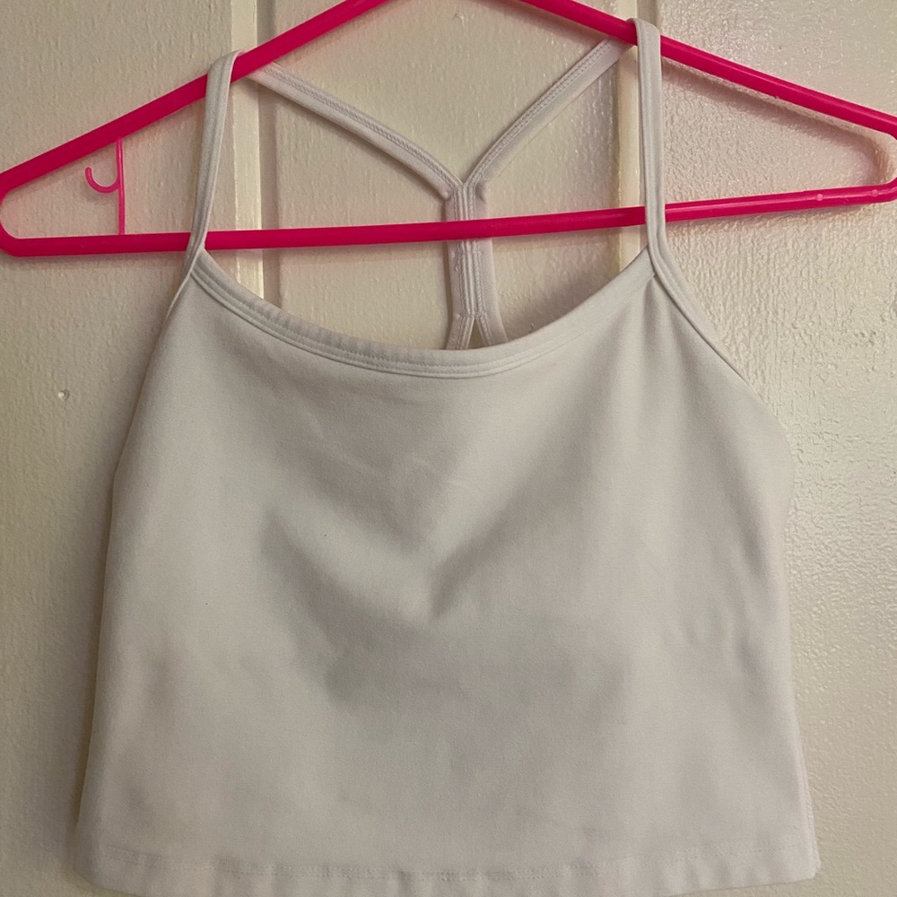 Beyond Yoga Spacedye Slim Racerback Cropped Tank  Cloud White Size S